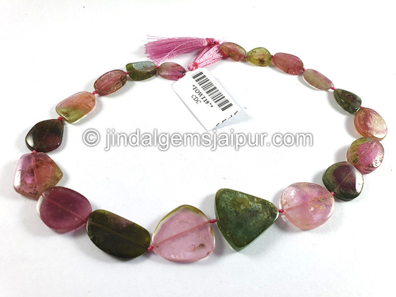 Watermelon Tourmaline Smooth Slices Beads