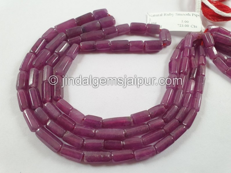 Ruby Natural Smooth Pipe Beads