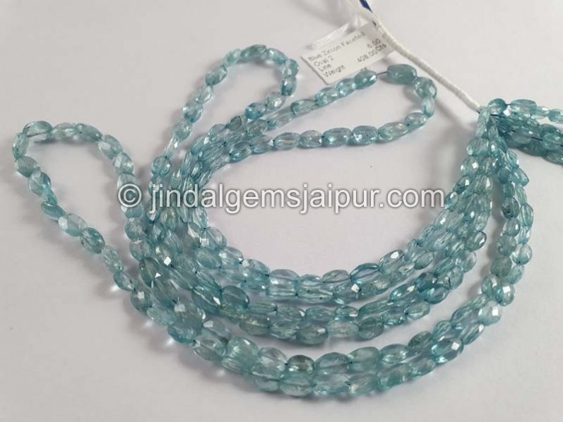 Blue Zircon Faceted Oval Beads