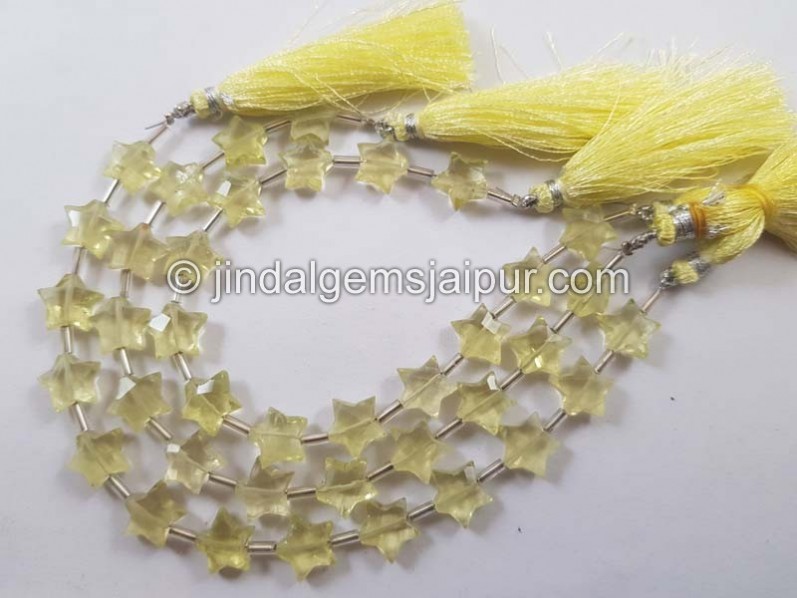 Lemon Quartz Faceted Star Beads