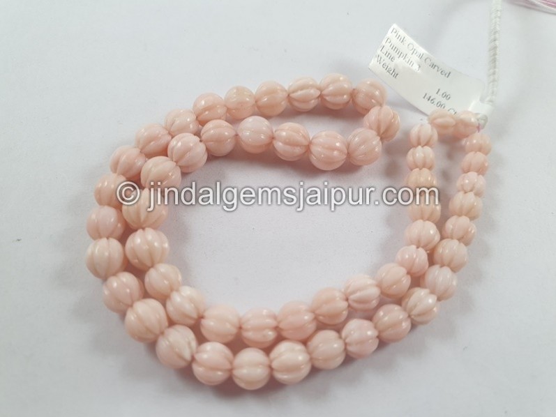 Pink Opal Carved Melon Beads