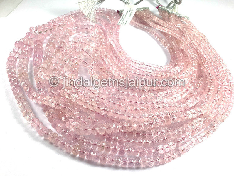 Pink Morganite Faceted Roundelle Shape Beads