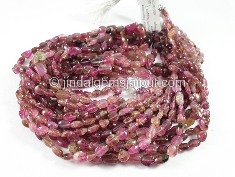 Bi Color Tourmaline Smooth Nuggets Shape Beads