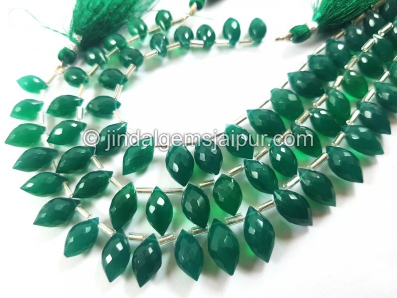 Green Onyx Faceted Dew Drops Beads