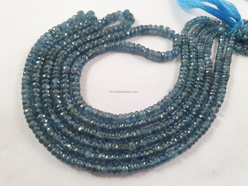 Teal Indigo Kyanite Faceted Roundelle Beads