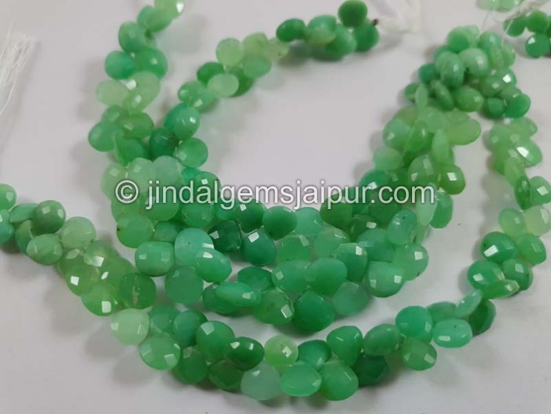Chrysoprase Shaded Faceted Heart Beads
