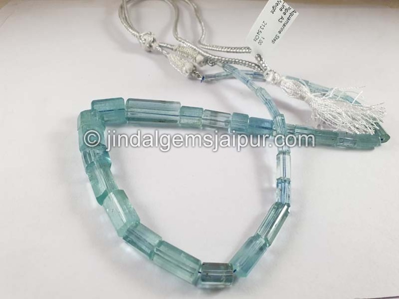 Aquamarine Step Cut Pipe Shape Beads