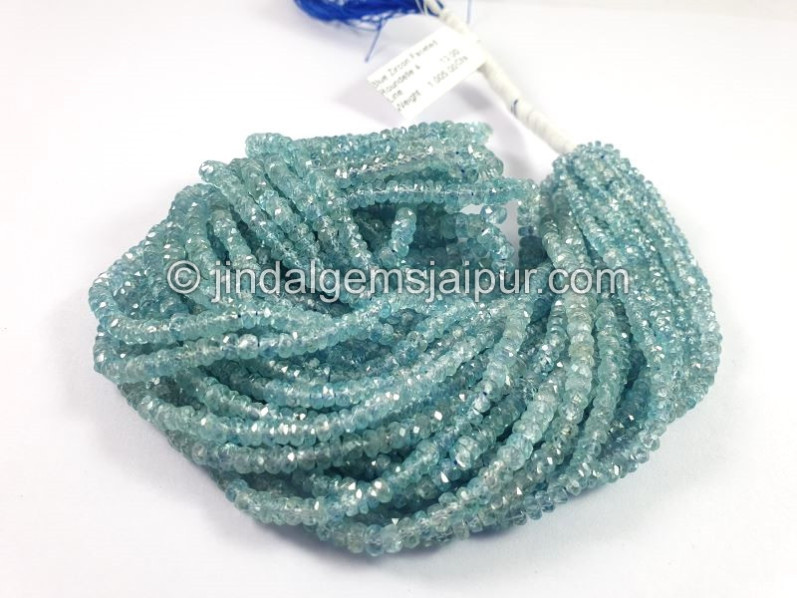 Blue Zircon Faceted Roundelle Shape Beads