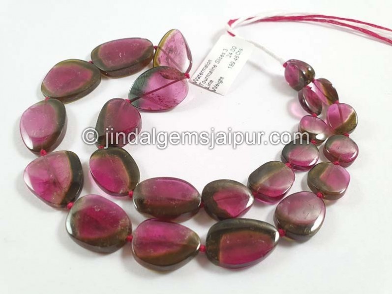 Watermelon Tourmaline Slices Beads