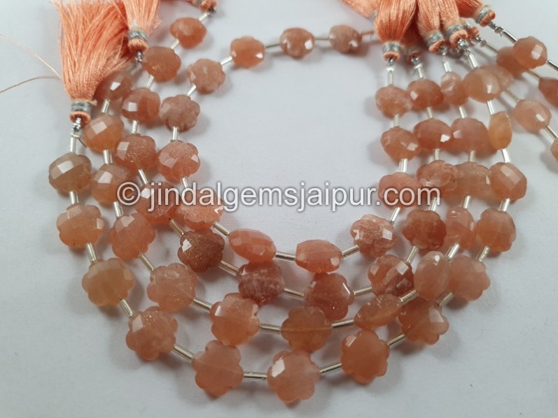 Peach Moonstone Faceted Flower Beads