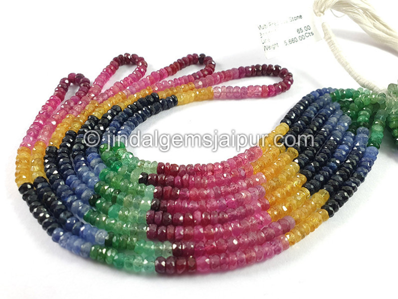 Multi Precious Stone Faceted Roundelle Beads