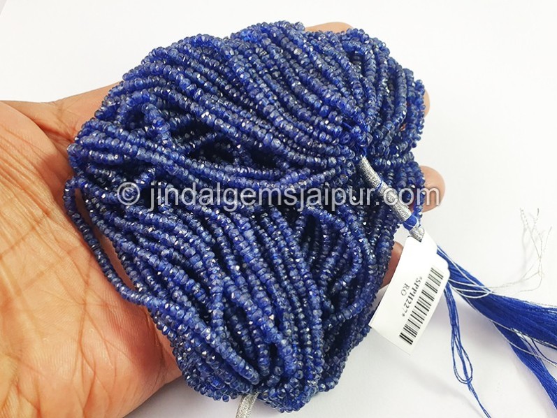 Blue Sapphire Faceted Roundelle Shape Beads