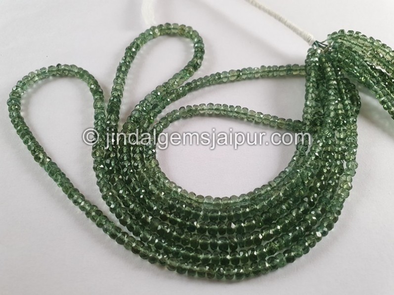 Green Apatite Small Faceted Roundelle Beads