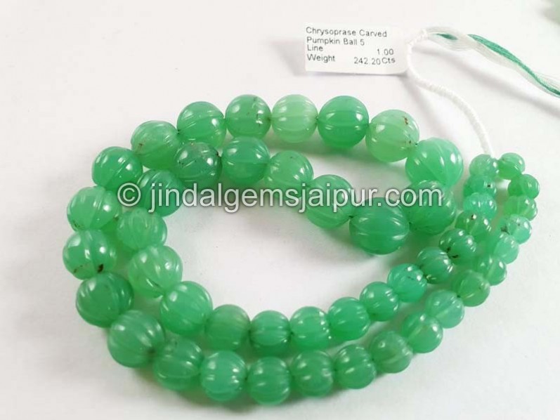 Chrysoprase Carved Pumpkin Balls Beads