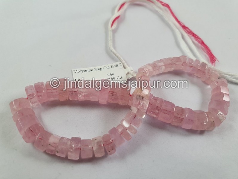 Morganite Step Cut Roundelle Beads