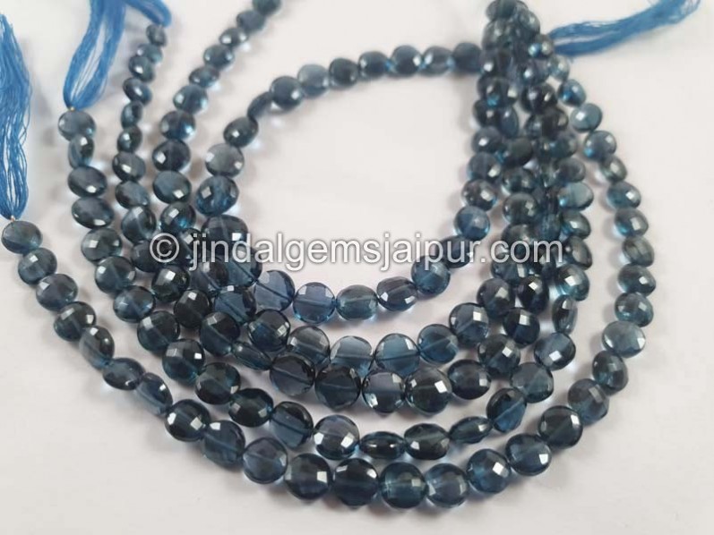London Blue Topaz Big Faceted Coin Beads
