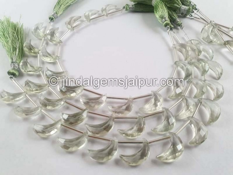 Green Amethyst Faceted Moon Shape Beads