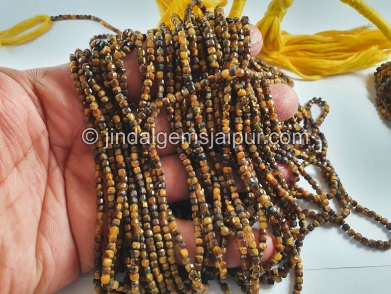 Tiger Eye Cut Cube Beads