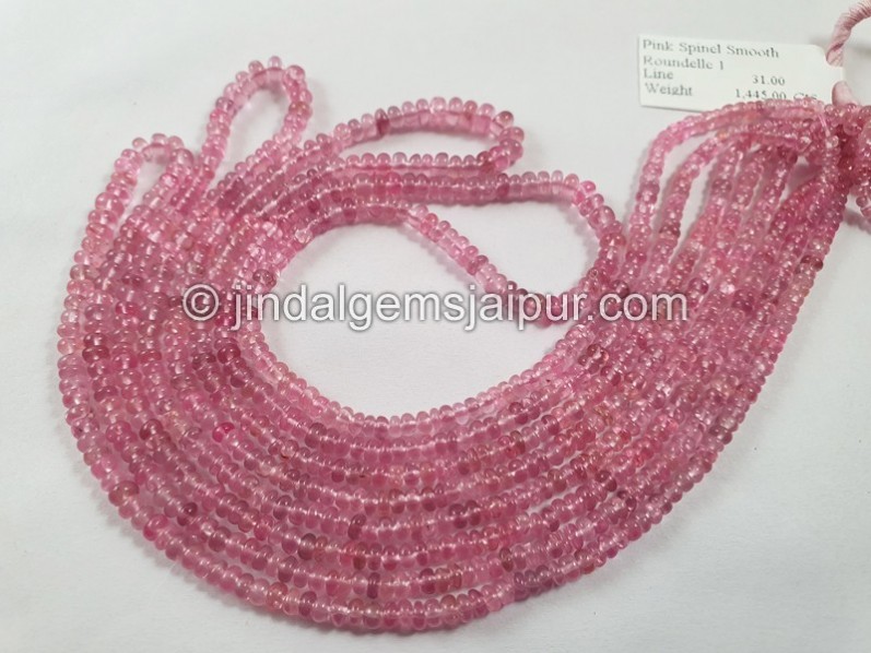 Pink Spinel Smooth Roundelle Beads