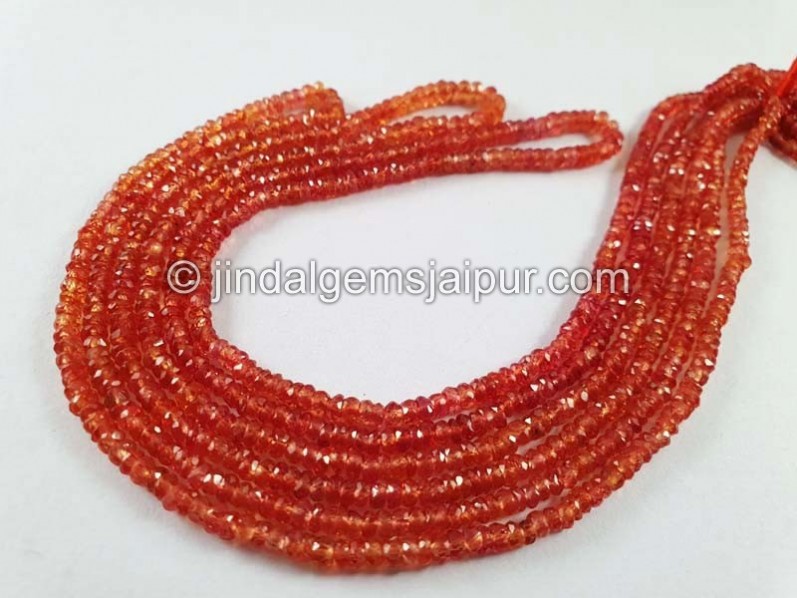 Red Padparadscha Sapphire Faceted Roundelle Beads