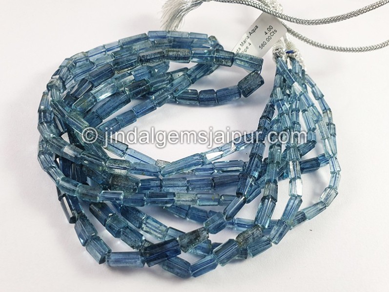 Santa Maria Aquamarine Cut Pipe Shape Beads