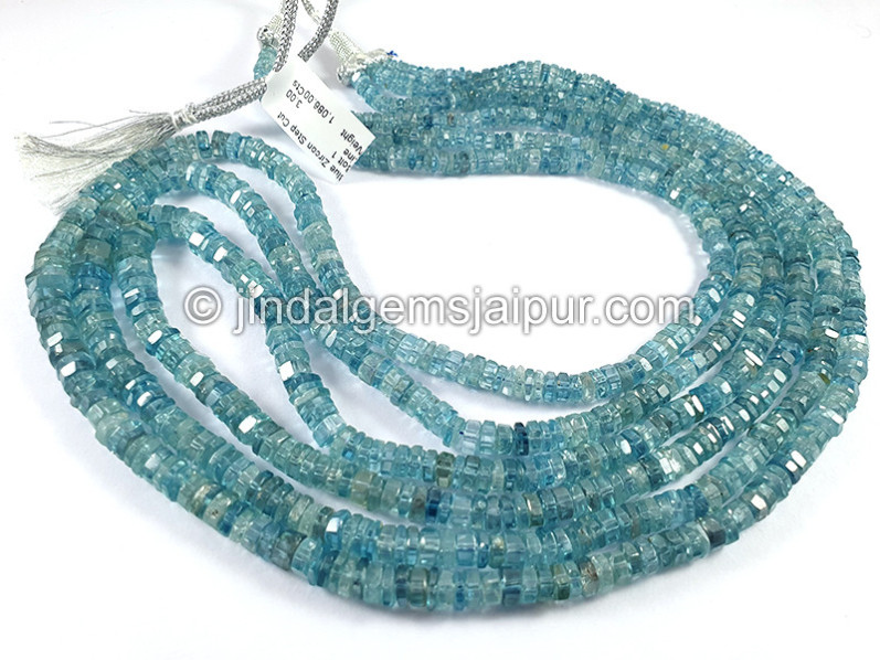 Blue Zircon Step Cut Bolt Shape Beads