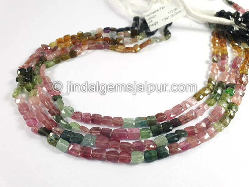 Tourmaline Faceted Cushion Shape Beads