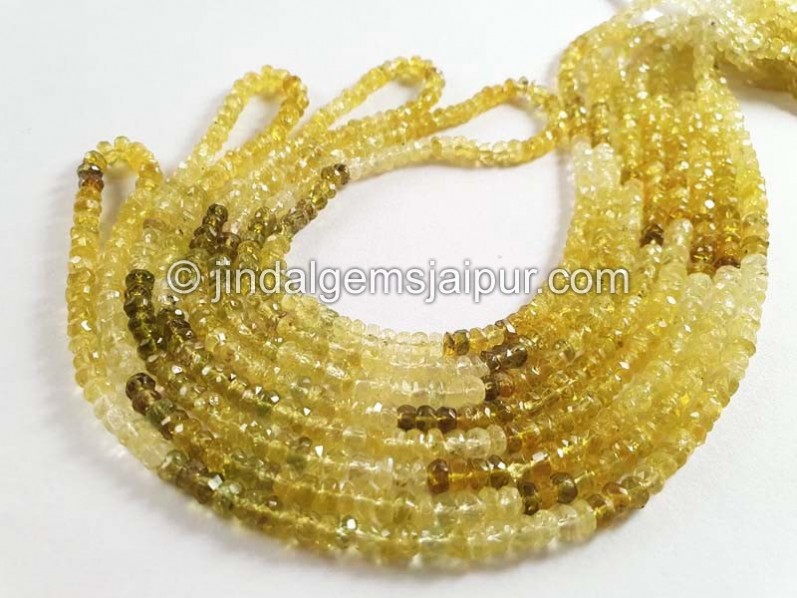 Yellow Diopside Faceted Roundelle Beads