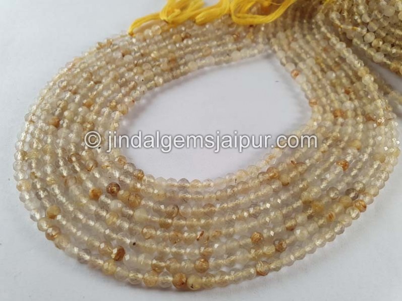 Golden Rutile Faceted Round Beads