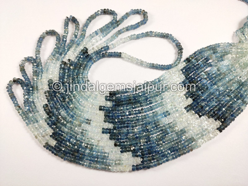 Santa Maria Aquamarine Shaded Faceted Roundelle Shape Beads