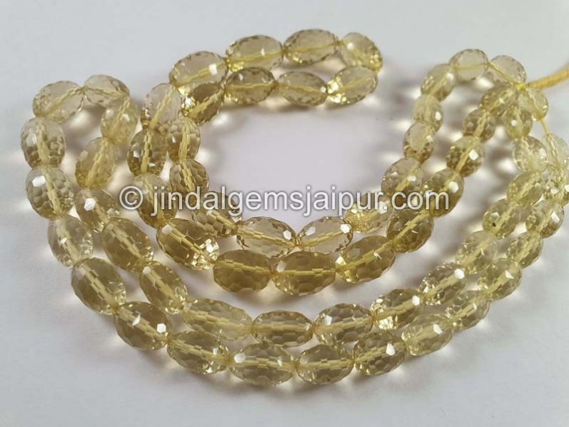 Lemon Quartz Concave Cut Barrel Beads