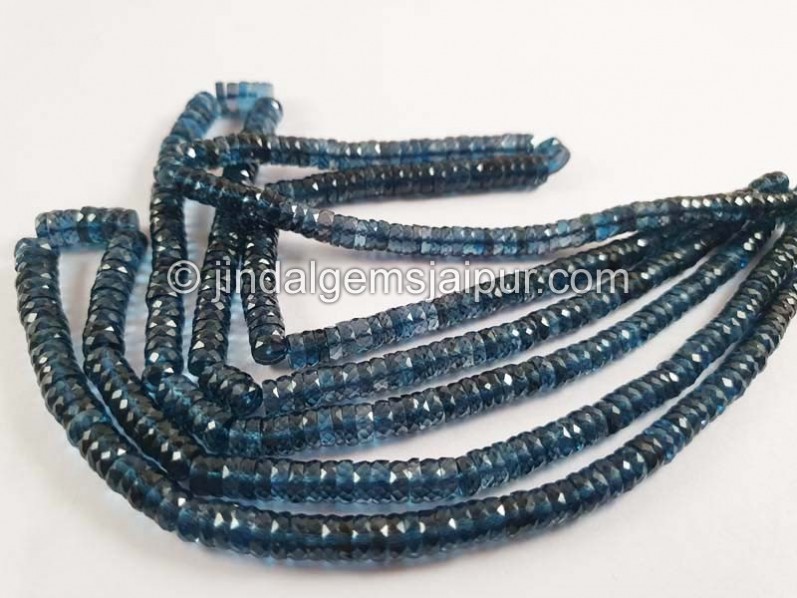 London Blue Topaz Faceted Tyre Shape Beads