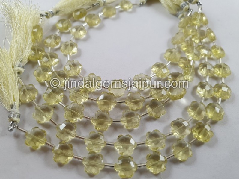 Lemon Quartz Faceted Flower Beads