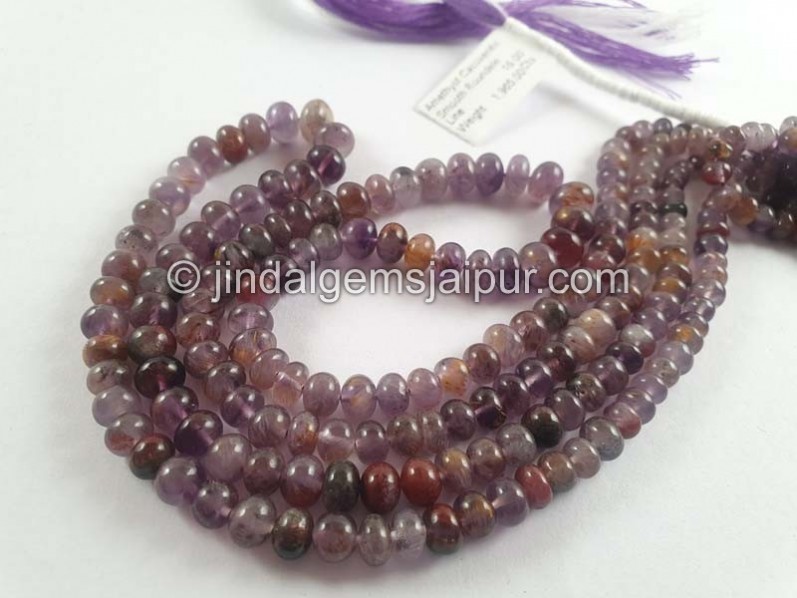 Amethyst Cacoxenite Smooth Roundelle Beads