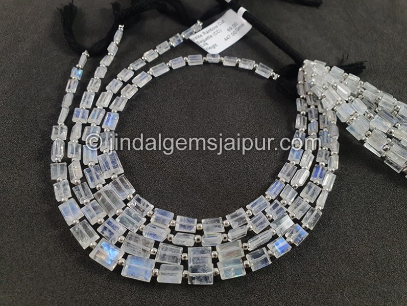 White Rainbow Cut Baguette Shape Beads