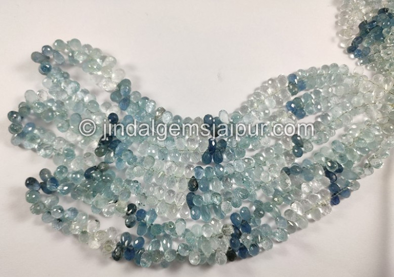 Santa Maria Aquamarine Shaded Faceted Drops Shape Big Beads