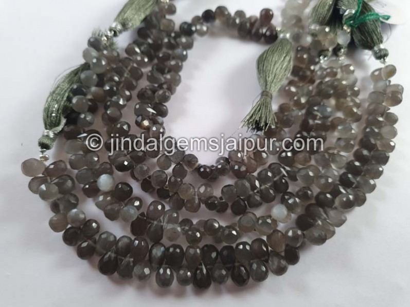 Grey Moonstone Faceted Drops Beads