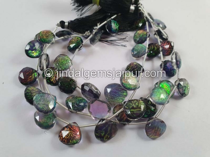 Black Abalone Crystal Big Doublet Faceted Heart Beads