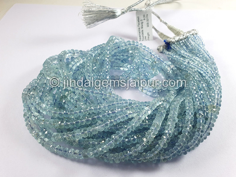 Aquamarine Faceted Roundelle Shape Beads