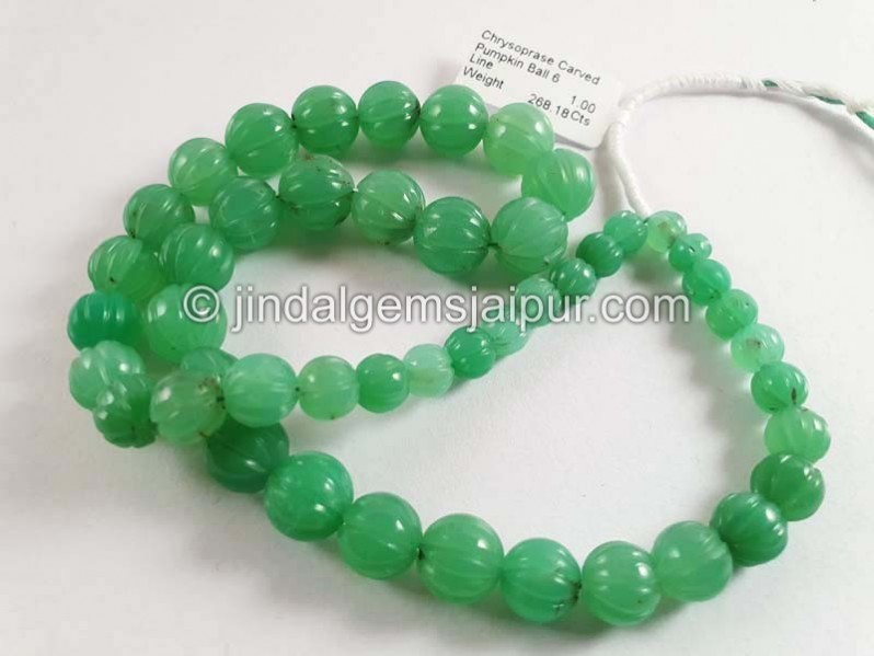 Chrysoprase Carved Pumpkin Balls Beads