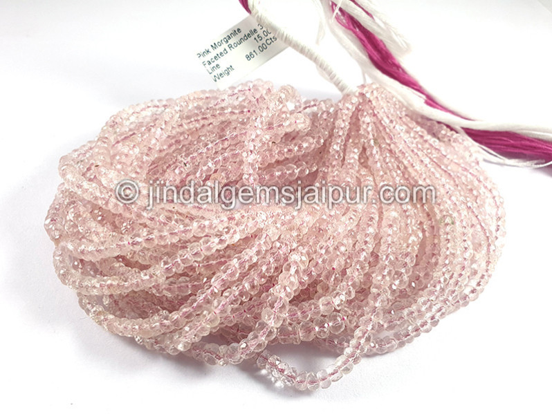 Pink Morganite Faceted Roundelle Shape Beads