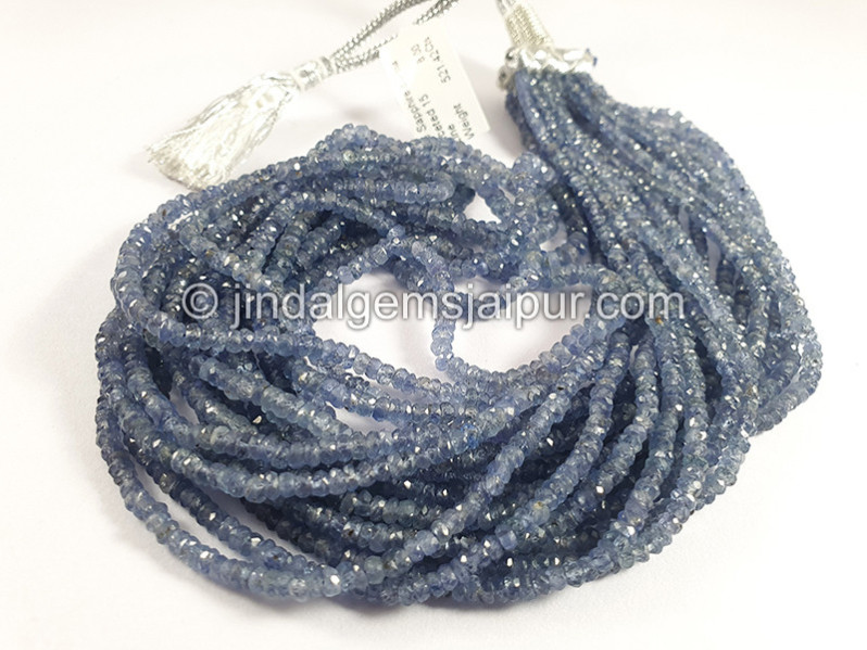 Blue Sapphire Burma Faceted Roundelle Shape Beads