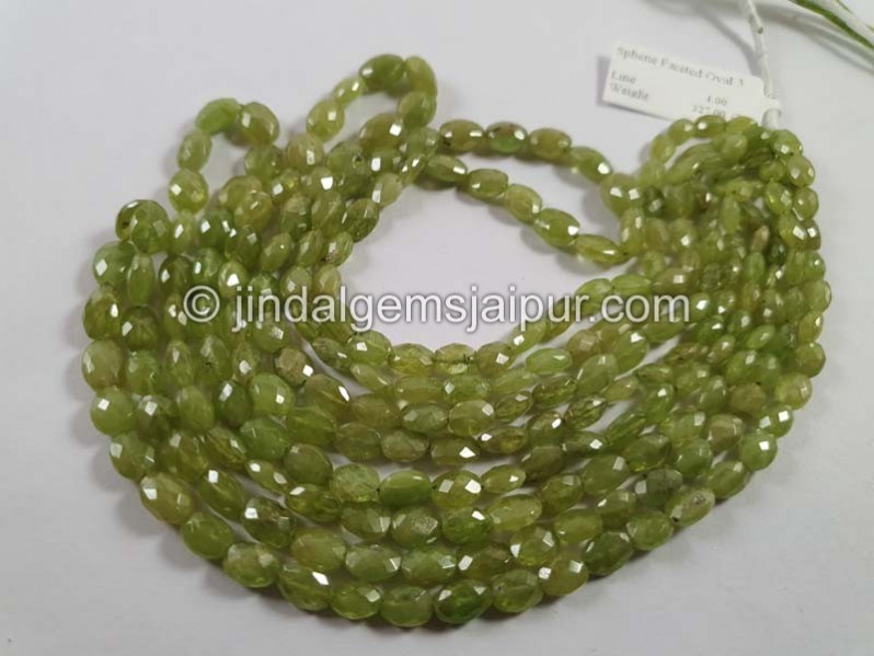 Sphene Faceted Oval Beads