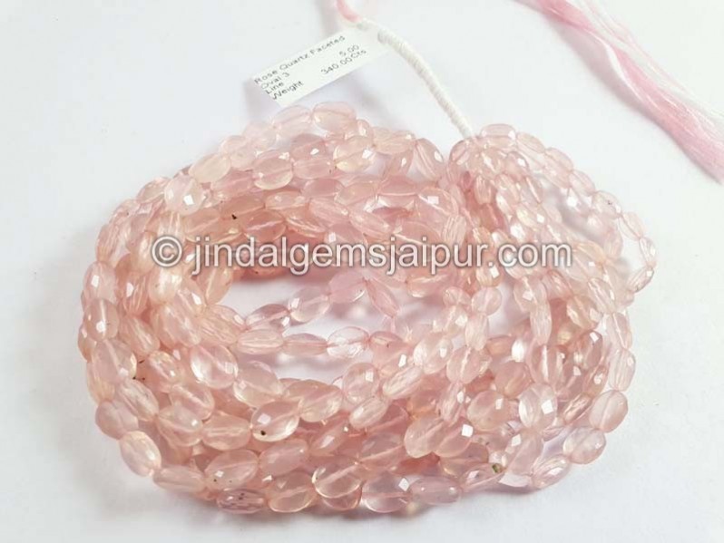 Rose Quartz Faceted Oval Shape Beads