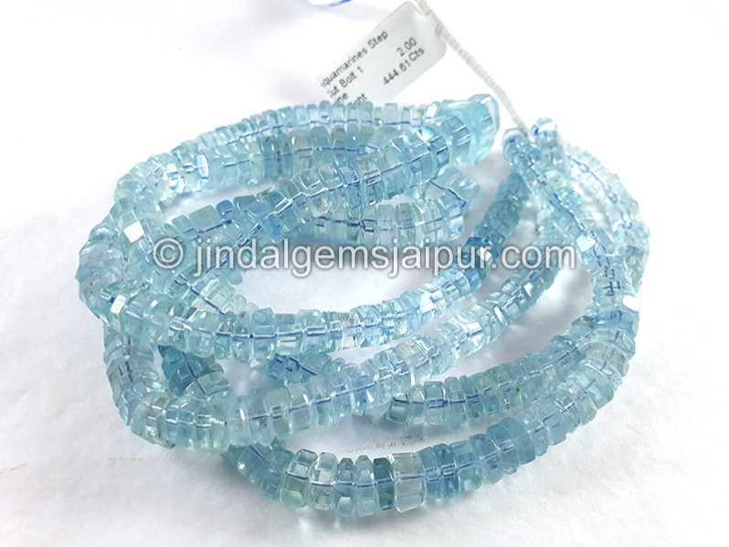 Aquamarine Step Cut Bolt Shape Beads