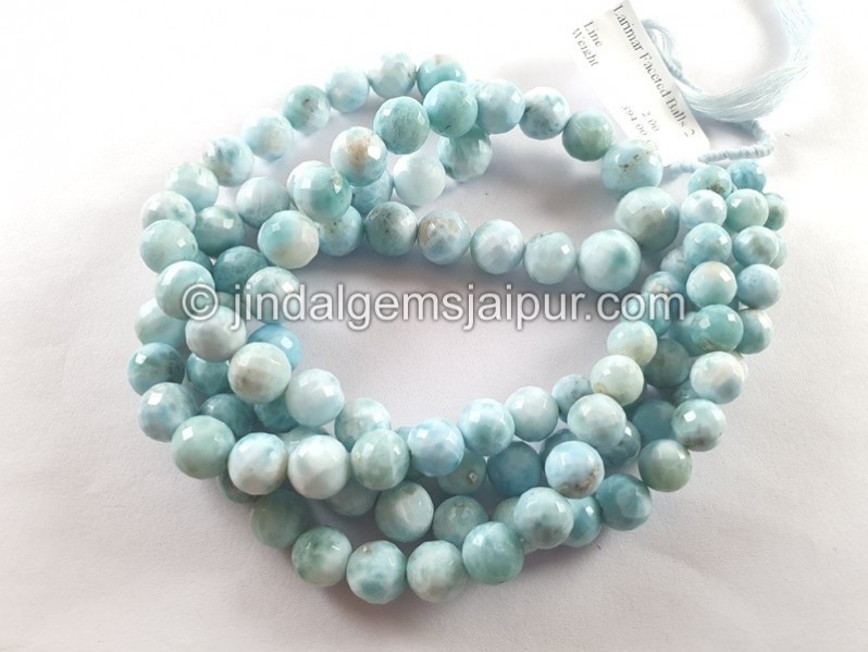 Larimar Faceted Round Balls Beads