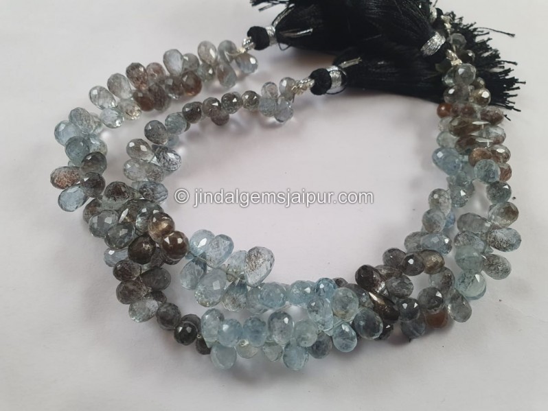 Moss Aquamarine Faceted Drop Beads