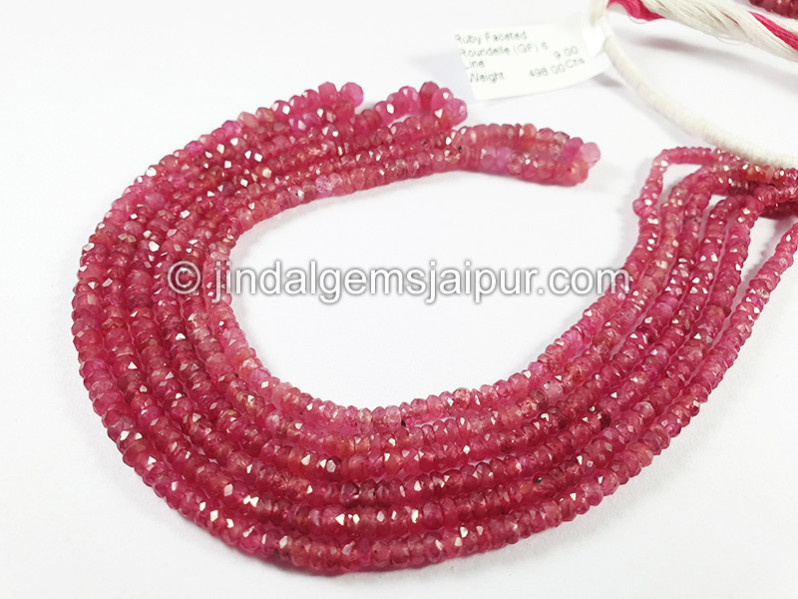 Ruby Faceted Roundelle Shape Beads