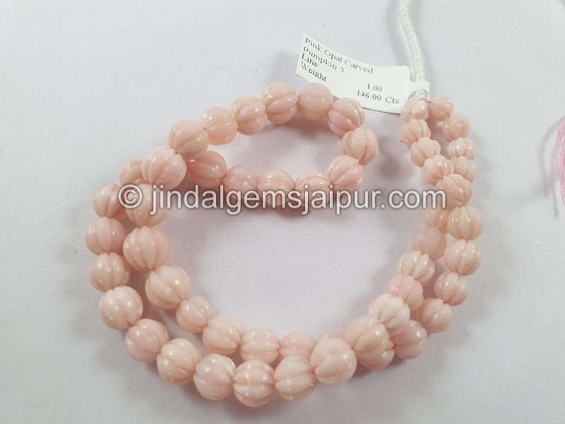 Pink Opal Carved Melon Beads