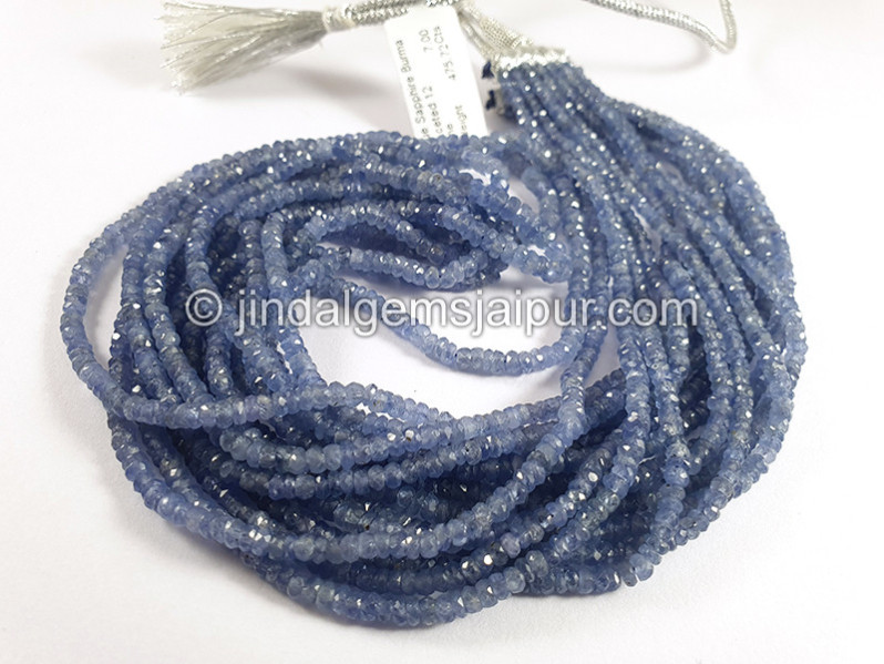 Blue Sapphire Burma Faceted Roundelle Shape Beads